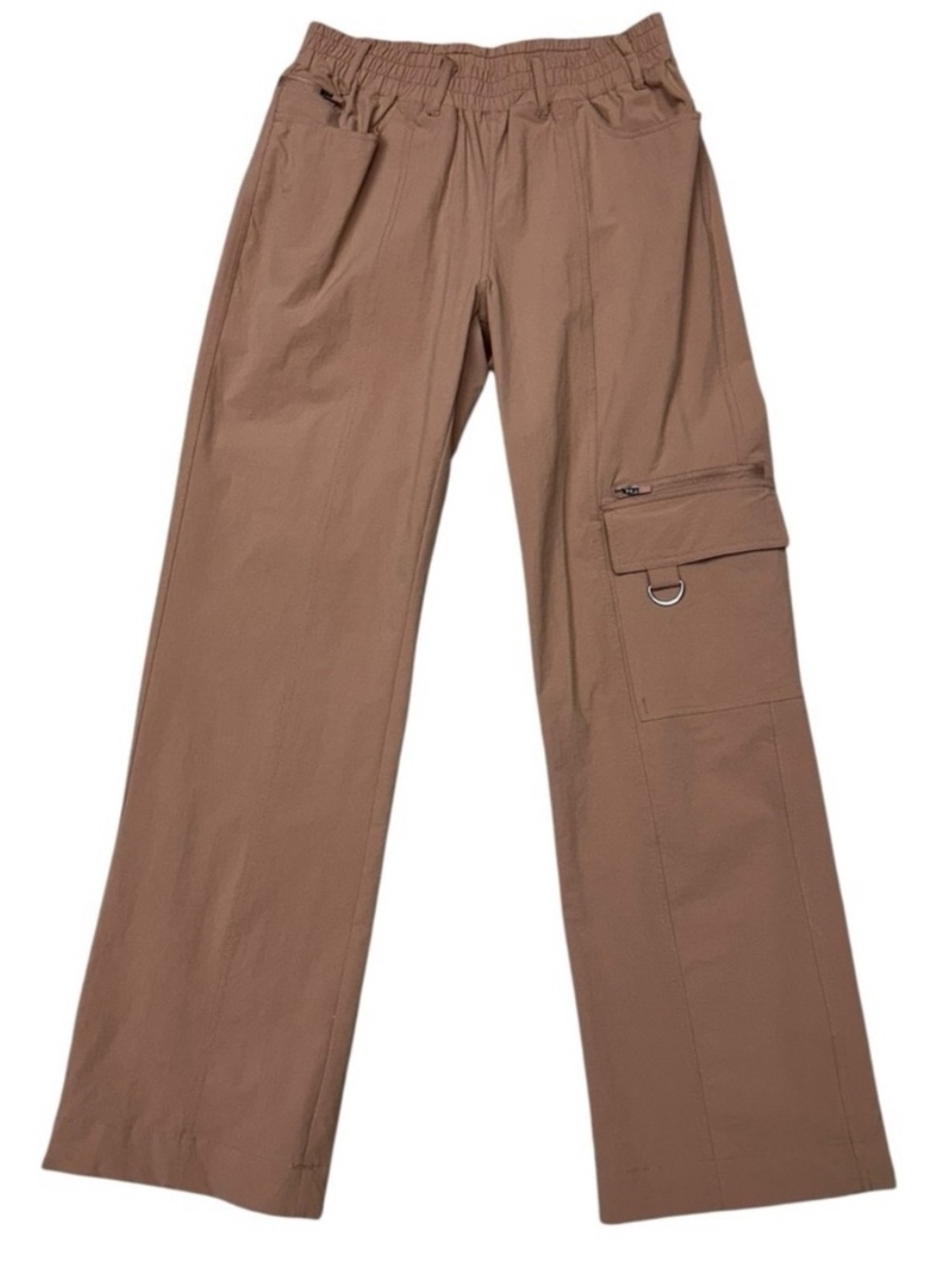 Mono B Cargo Pants Women Small Brown Utility Wide Leg Stretch Waist Athleisure